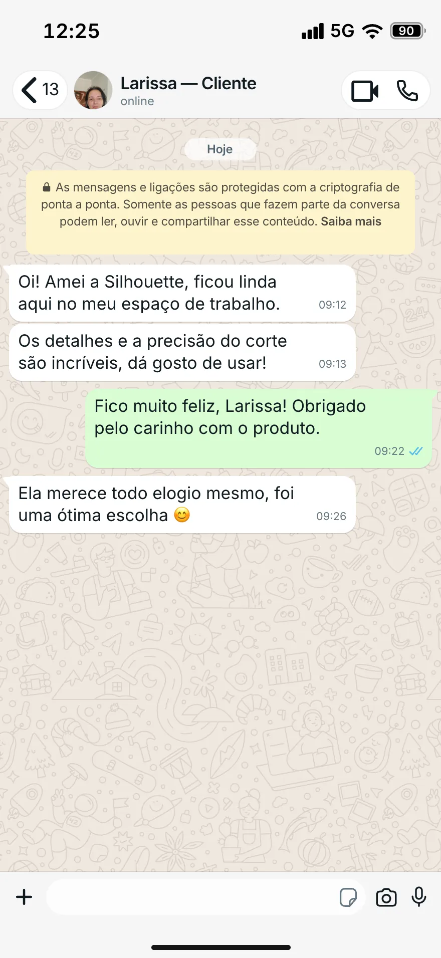 Depoimento de Larissa no WhatsApp