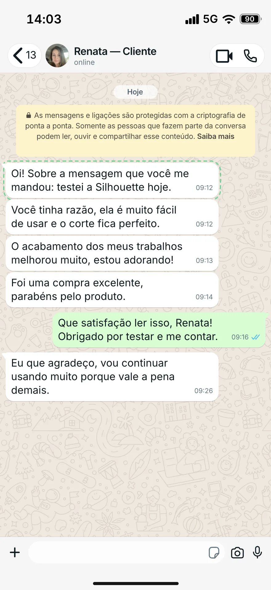 Depoimento de Renata no WhatsApp